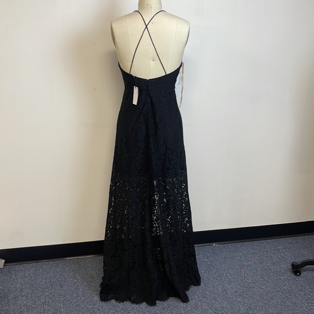 Fame and Partners Black Lace-Panel Halter Maxi Dress - Picture 4 of 6